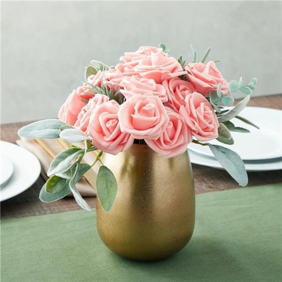 100 Pack Pink Artificial Flowers Bulk Stemless Fake Foam Roses for Wedding Deco - Picture 2 of 6